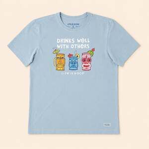 Life Is Good Tiki Drinks Well With Others Graphic Tee Small